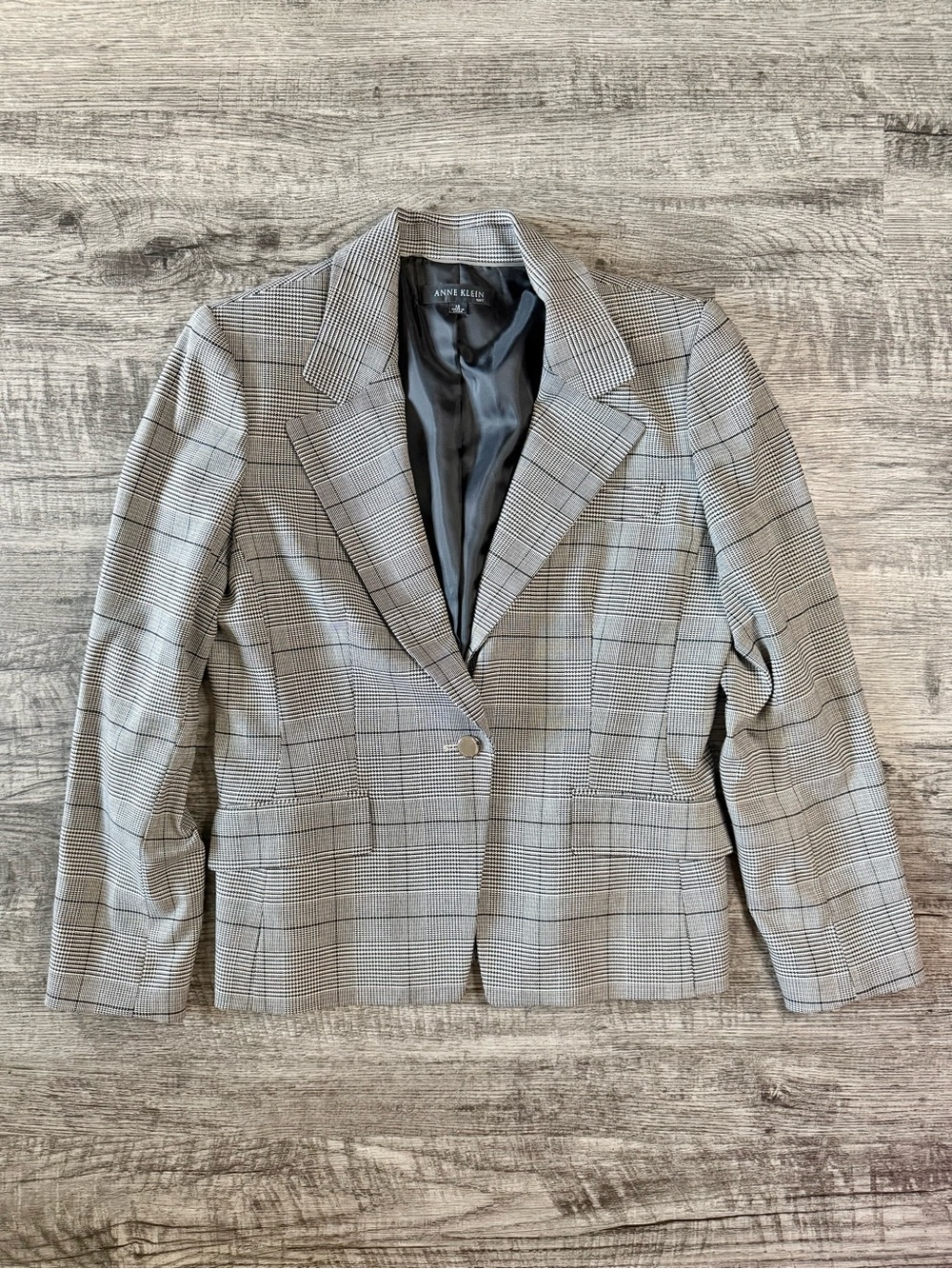 Gray Black Plaid Oversized Blazer Anne Klein | Size L